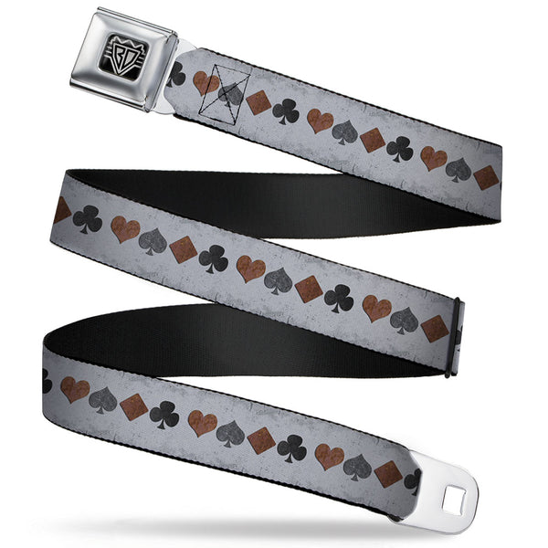 Buckle-Down BD Wings Logo CLOSE-UP Full Color Black Silver Seatbelt Belt - Suits Gray Stone Webbing