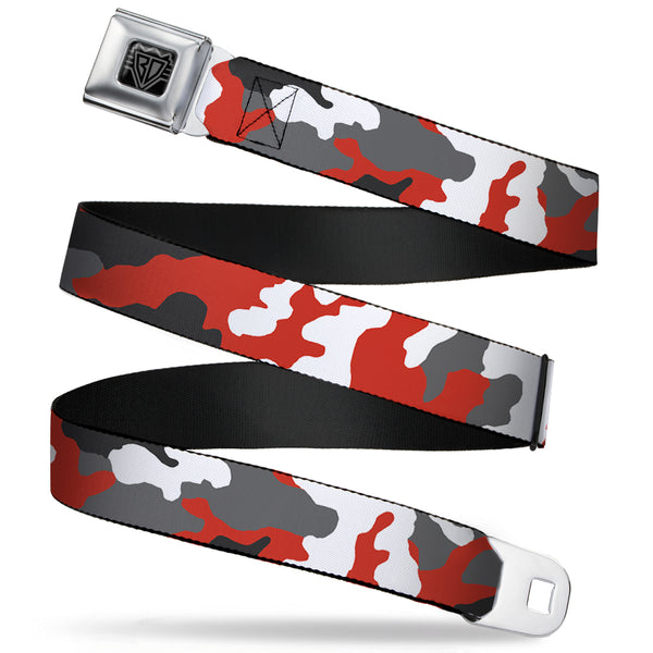 Buckle-Down BD Wings Logo CLOSE-UP Full Color Black Silver Seatbelt Belt - Camo Orange Webbing