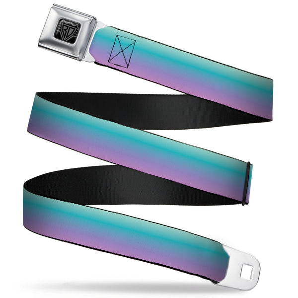 Buckle-Down BD Wings Logo CLOSE-UP Full Color Black Silver Seatbelt Belt - Ombre Blue-Green/Purple Webbing