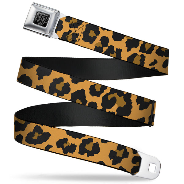 Buckle-Down BD Wings Logo CLOSE-UP Full Color Black Silver Seatbelt Belt - Leopard Brown2 Webbing