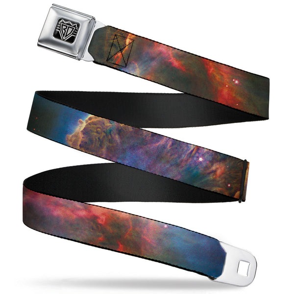 Buckle-Down BD Wings Logo CLOSE-UP Full Color Black Silver Seatbelt Belt - Supernova Space Collage Webbing