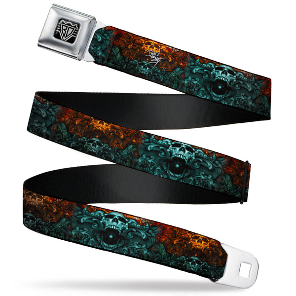 Buckle-Down BD Wings Logo CLOSE-UP Full Color Black Silver Seatbelt Belt - TJ-Ornament Skull Webbing