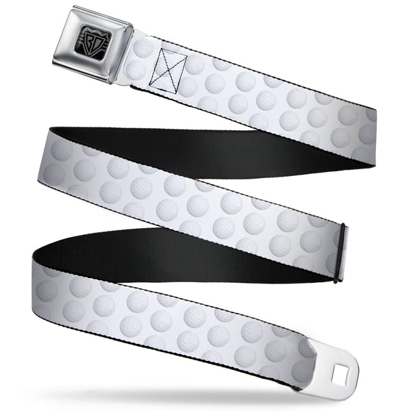 Buckle-Down BD Wings Logo CLOSE-UP Full Color Black Silver Seatbelt Belt - Golf Ball Dimples Whites Webbing