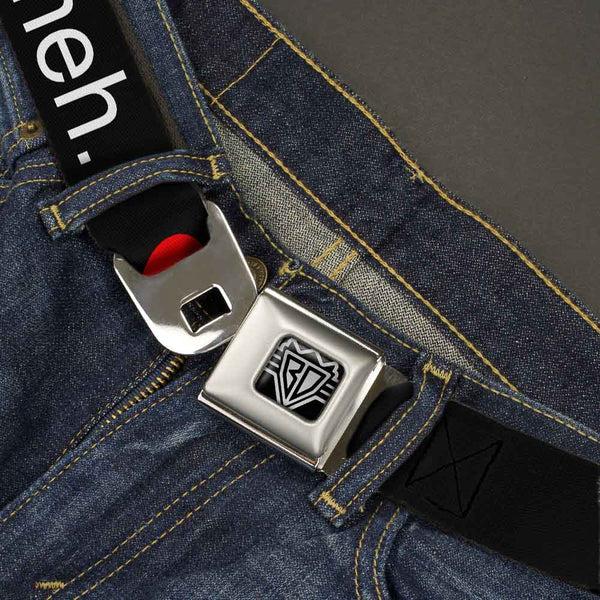 Buckle-Down BD Wings Logo CLOSE-UP Full Color Black Silver Seatbelt Belt - Broken Heart MEH Black/Red/White Webbing