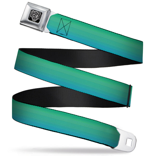 Buckle-Down BD Wings Logo CLOSE-UP Full Color Black Silver Seatbelt Belt - Teal Ombre Webbing