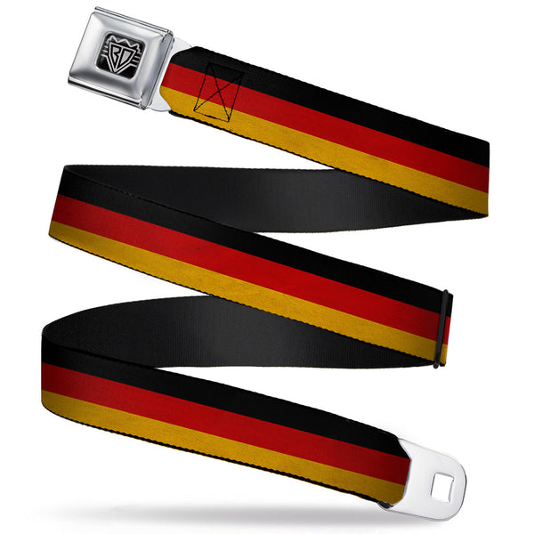 Buckle-Down BD Wings Logo CLOSE-UP Full Color Black Silver Seatbelt Belt - Germany Flag Weathered Webbing