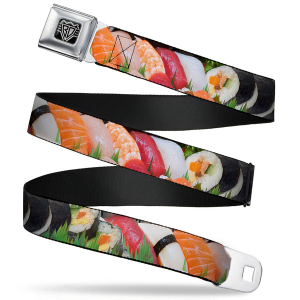 Buckle-Down BD Wings Logo CLOSE-UP Full Color Black Silver Seatbelt Belt - Sushi Vivid Webbing
