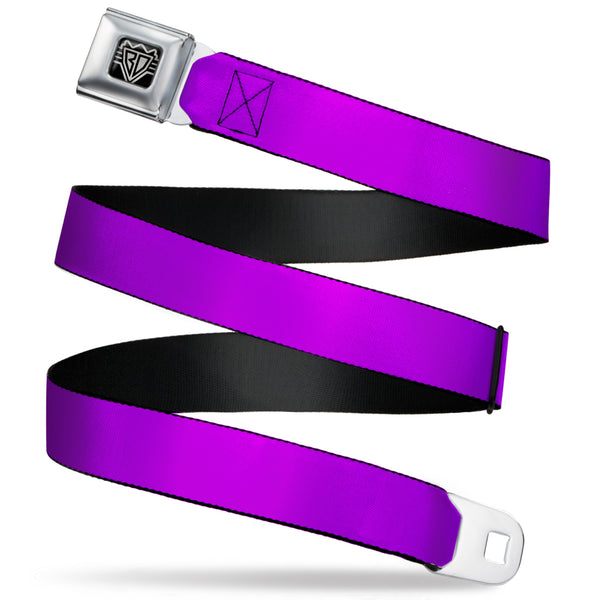 Buckle-Down BD Wings Logo CLOSE-UP Full Color Black Silver Seatbelt Belt - Neon Purple Webbing