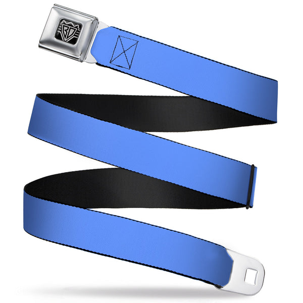 Buckle-Down BD Wings Logo CLOSE-UP Full Color Black Silver Seatbelt Belt - Baby Blue Webbing