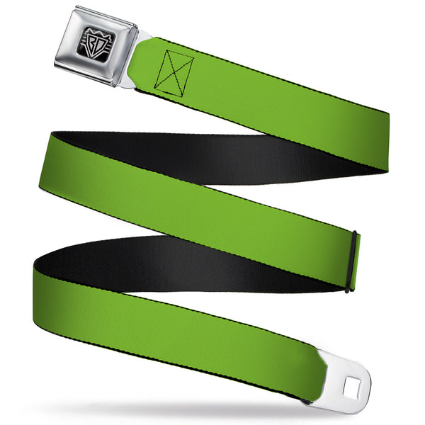 Buckle-Down BD Wings Logo CLOSE-UP Full Color Black Silver Seatbelt Belt - Lime Green Webbing
