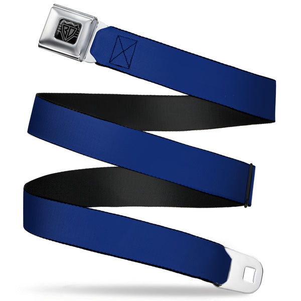 Buckle-Down BD Wings Logo CLOSE-UP Full Color Black Silver Seatbelt Belt - Royal Blue Print Webbing