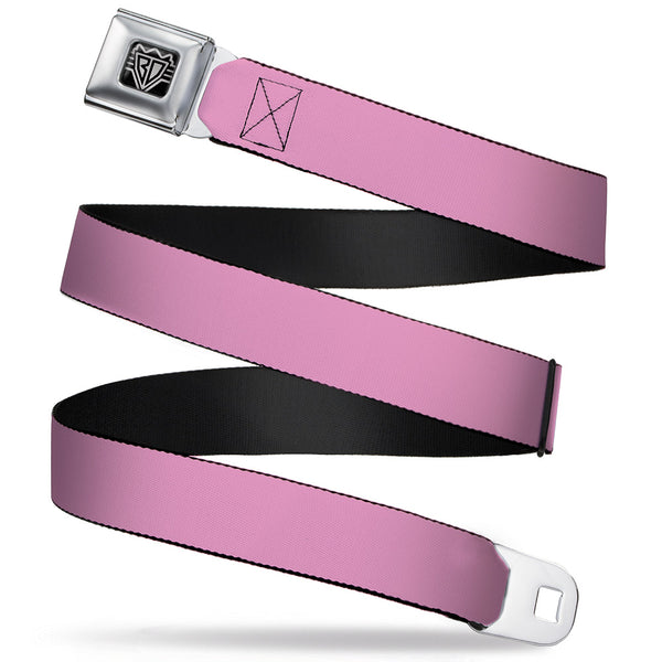 Buckle-Down BD Wings Logo CLOSE-UP Full Color Black Silver Seatbelt Belt - Baby Pink Webbing