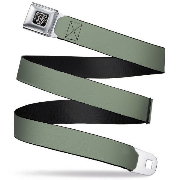Buckle-Down BD Wings Logo CLOSE-UP Full Color Black Silver Seatbelt Belt - Khaki Green Webbing
