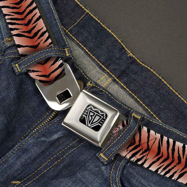 Buckle-Down BD Wings Logo CLOSE-UP Full Color Black Silver Seatbelt Belt - Tiger Webbing