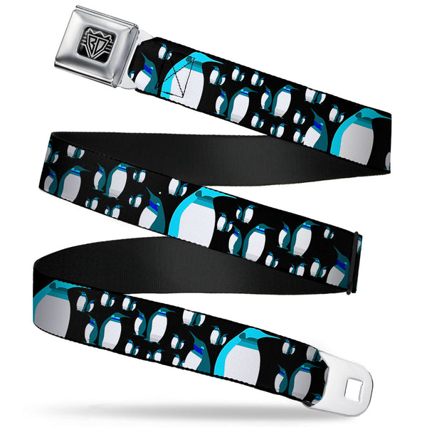 Buckle-Down BD Wings Logo CLOSE-UP Full Color Black Silver Seatbelt Belt - Emperor Penguins Gray/Blues Webbing