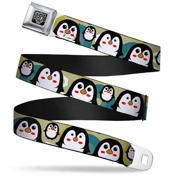 Buckle-Down BD Wings Logo CLOSE-UP Full Color Black Silver Seatbelt Belt - Penguin Cartoon Webbing