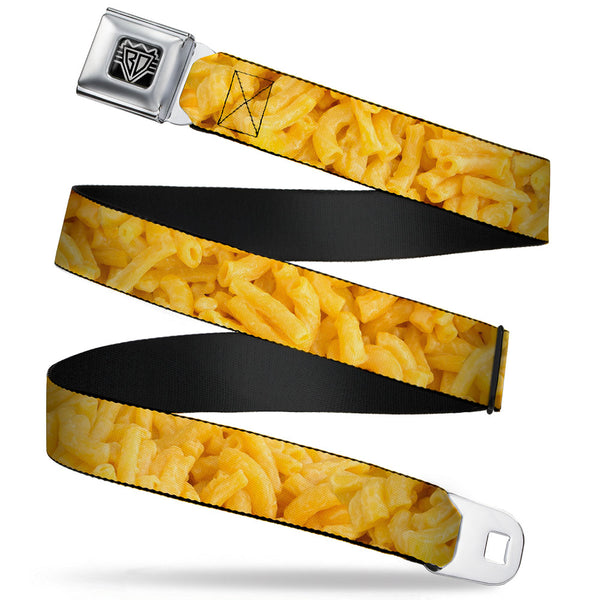Buckle-Down BD Wings Logo CLOSE-UP Full Color Black Silver Seatbelt Belt - Mac & Cheese Vivid Webbing