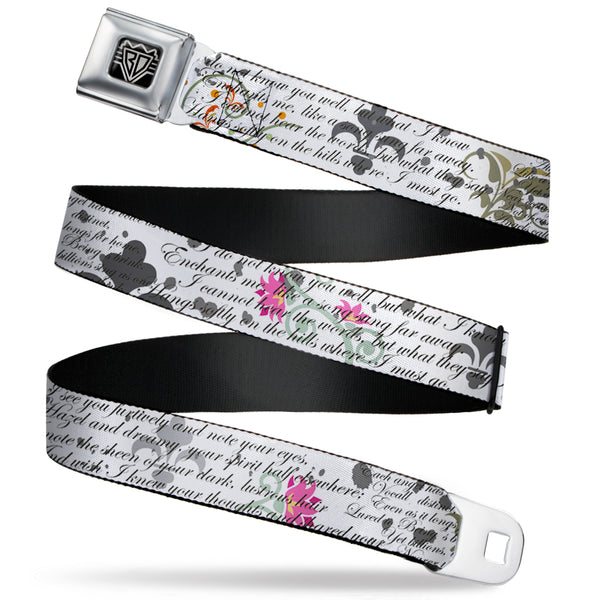 Buckle-Down BD Wings Logo CLOSE-UP Full Color Black Silver Seatbelt Belt - Poems Webbing