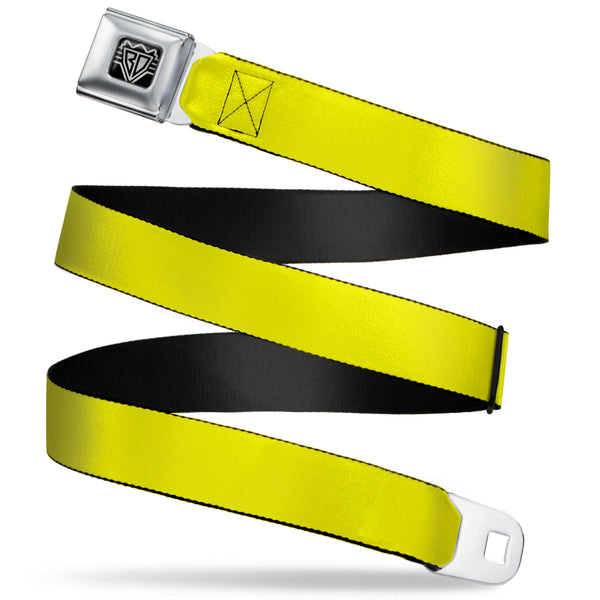 Buckle-Down BD Wings Logo CLOSE-UP Full Color Black Silver Seatbelt Belt - Neon Yellow Webbing
