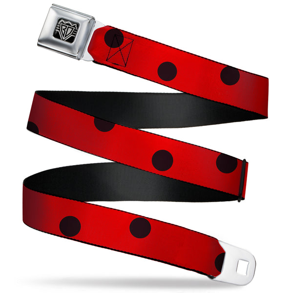 Buckle-Down BD Wings Logo CLOSE-UP Full Color Black Silver Seatbelt Belt - Lady Bug Dots Red/Black Webbing