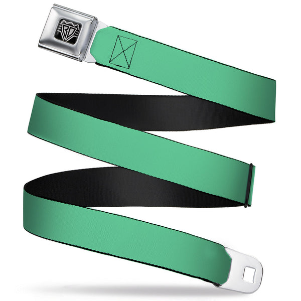 Buckle-Down BD Wings Logo CLOSE-UP Full Color Black Silver Seatbelt Belt - Solid Rainforest Green Webbing