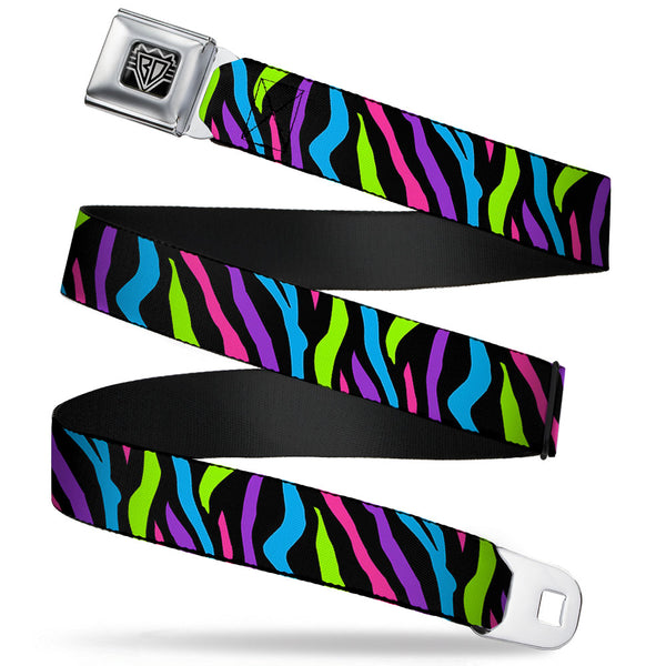 Buckle-Down BD Wings Logo CLOSE-UP Full Color Black Silver Seatbelt Belt - Zebra Black/Blue/Green/Pink/Purple Webbing