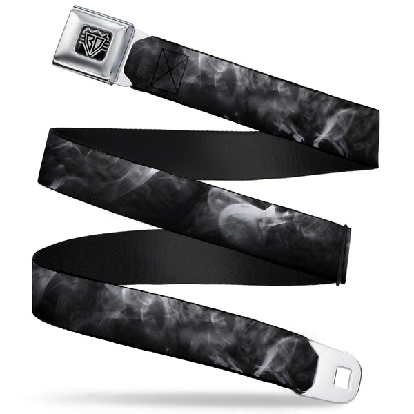 Buckle-Down BD Wings Logo CLOSE-UP Full Color Black Silver Seatbelt Belt - Smoke Black/Grays Webbing