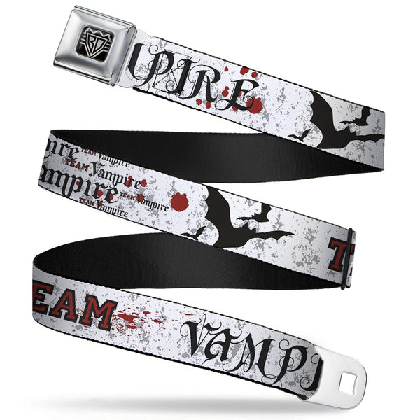 Buckle-Down BD Wings Logo CLOSE-UP Full Color Black Silver Seatbelt Belt - Team Vampire Webbing
