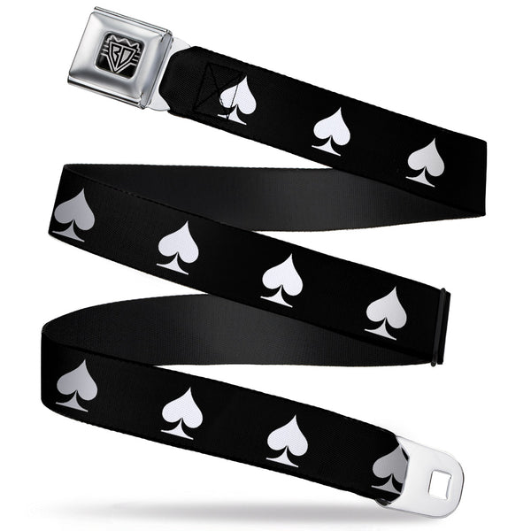 Buckle-Down BD Wings Logo CLOSE-UP Full Color Black Silver Seatbelt Belt - Spade Black/White Webbing