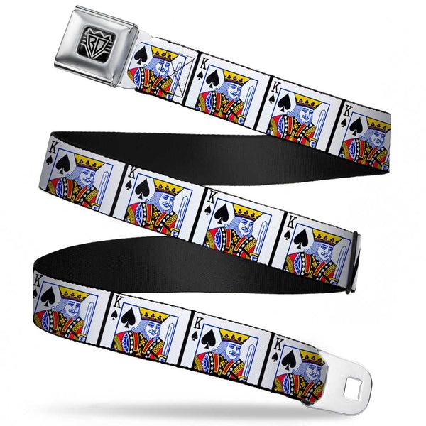 Buckle-Down BD Wings Logo CLOSE-UP Full Color Black Silver Seatbelt Belt - King of Spades Webbing