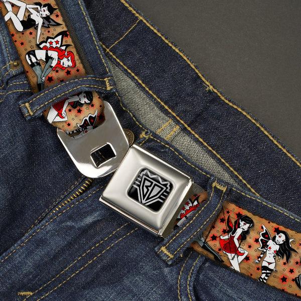 Buckle-Down BD Wings Logo CLOSE-UP Full Color Black Silver Seatbelt Belt - TJ-Twisted Fairies Webbing