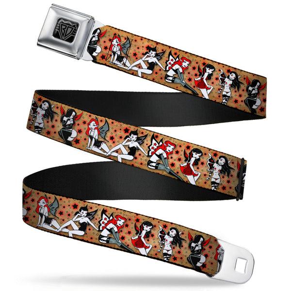 Buckle-Down BD Wings Logo CLOSE-UP Full Color Black Silver Seatbelt Belt - TJ-Twisted Fairies Webbing