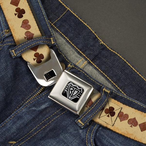 Buckle-Down BD Wings Logo CLOSE-UP Full Color Black Silver Seatbelt Belt - Suits Brown Stone Webbing