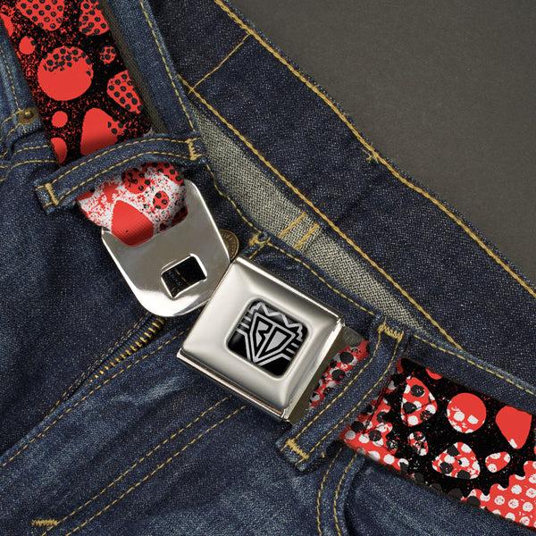 Buckle-Down BD Wings Logo CLOSE-UP Full Color Black Silver Seatbelt Belt - Grunge Gears Orange Webbing