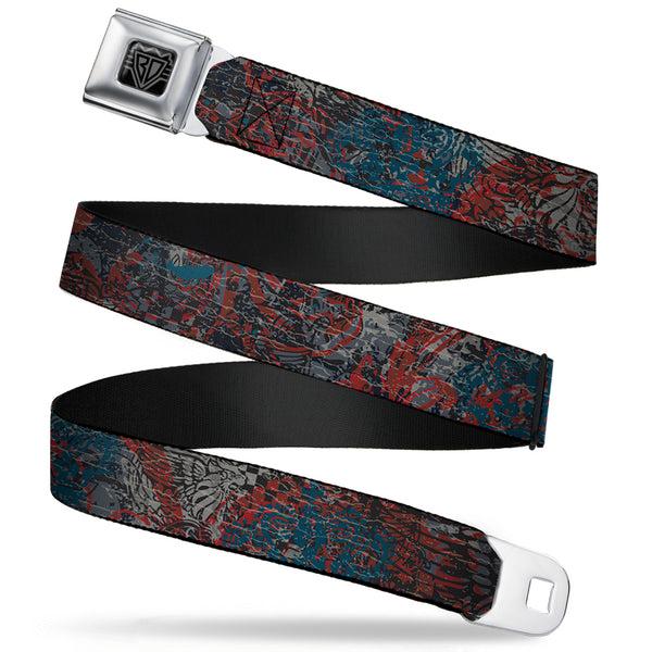 Buckle-Down BD Wings Logo CLOSE-UP Full Color Black Silver Seatbelt Belt - Gothic 4 Webbing