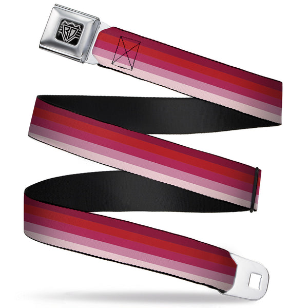 Buckle-Down BD Wings Logo CLOSE-UP Full Color Black Silver Seatbelt Belt - Spectrum Pink Webbing