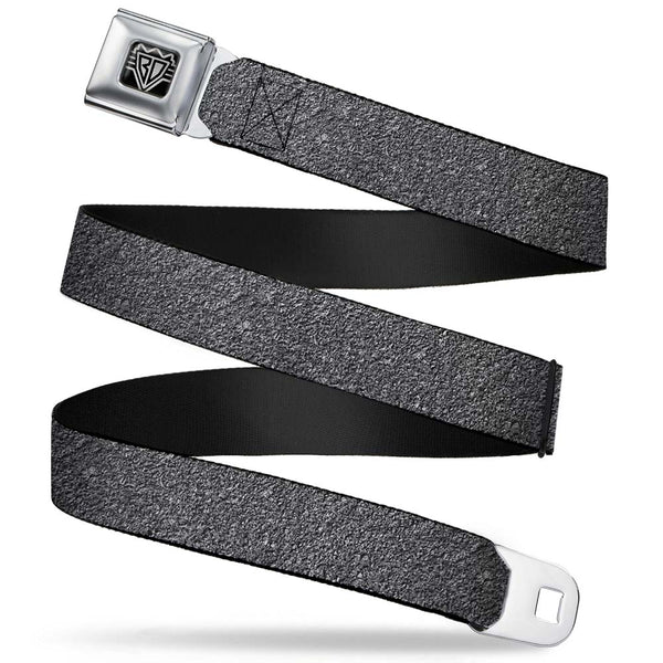 Buckle-Down BD Wings Logo CLOSE-UP Full Color Black Silver Seatbelt Belt - Concrete Finish Grays Webbing