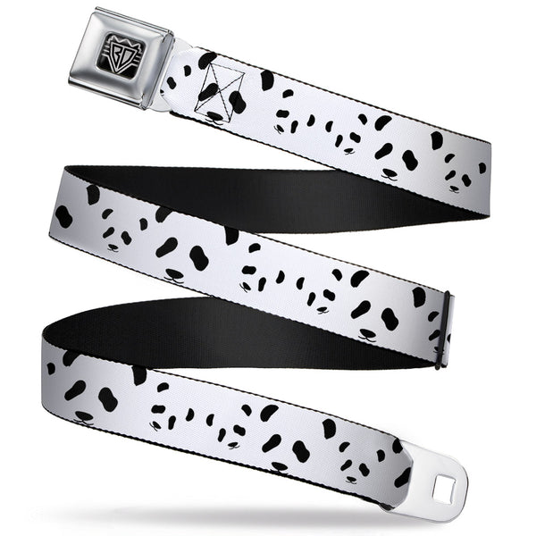 Buckle-Down BD Wings Logo CLOSE-UP Full Color Black Silver Seatbelt Belt - Panda Bear Spots Webbing