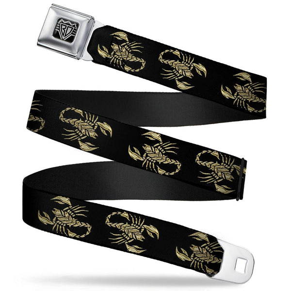 Buckle-Down BD Wings Logo CLOSE-UP Full Color Black Silver Seatbelt Belt - Scorpion Webbing