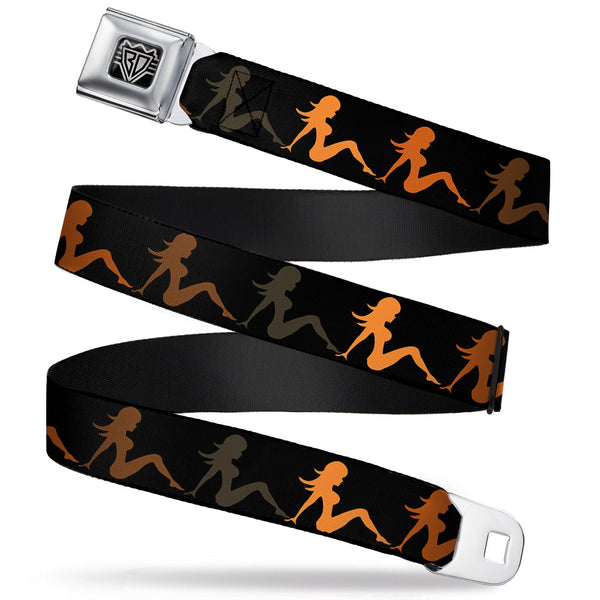 Buckle-Down BD Wings Logo CLOSE-UP Full Color Black Silver Seatbelt Belt - Mud Flap Girl Repeat Black/Orange Fade Webbing