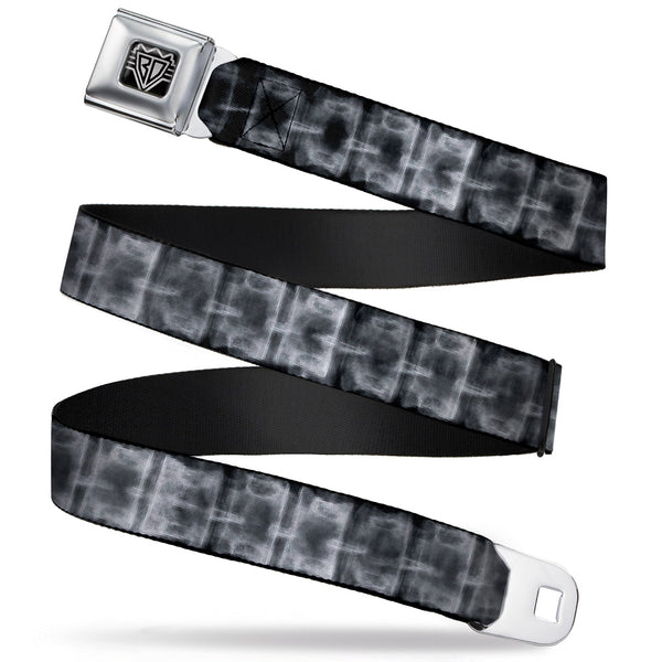 Buckle-Down BD Wings Logo CLOSE-UP Full Color Black Silver Seatbelt Belt - Spinal X-Ray Black/White Webbing