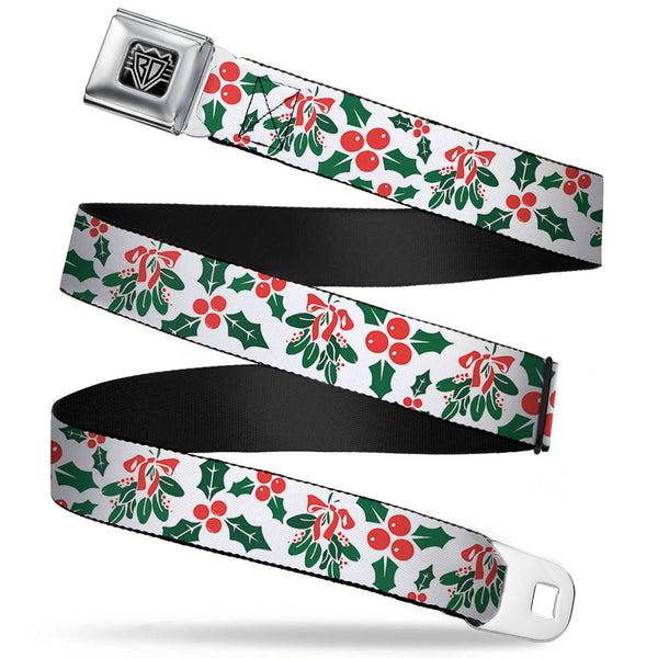 Buckle-Down BD Wings Logo CLOSE-UP Full Color Black Silver Seatbelt Belt - Holly & Mistletoe Webbing