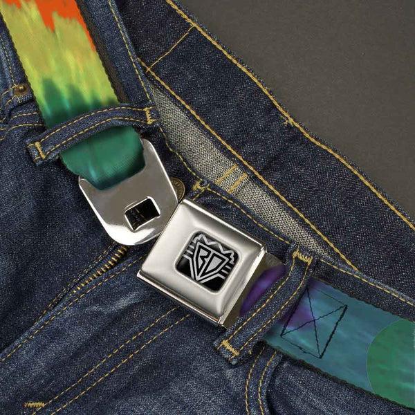 Buckle-Down BD Wings Logo CLOSE-UP Full Color Black Silver Seatbelt Belt - BD Tie Dye Webbing