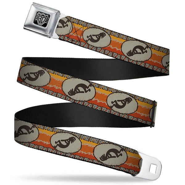 Buckle-Down BD Wings Logo CLOSE-UP Full Color Black Silver Seatbelt Belt - Kokopelli Icon/Western Tan/Brown/Reds Webbing