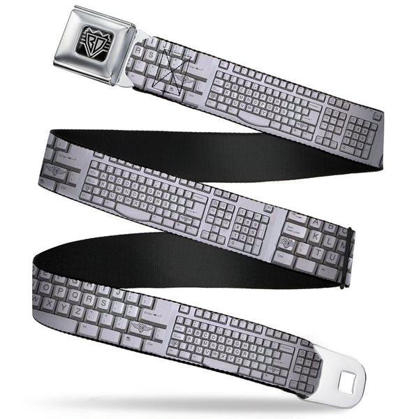 Buckle-Down BD Wings Logo CLOSE-UP Full Color Black Silver Seatbelt Belt - BD Keyboard Webbing
