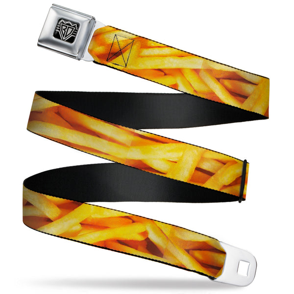 Buckle-Down BD Wings Logo CLOSE-UP Full Color Black Silver Seatbelt Belt - Vivid French Fries Stacked Webbing