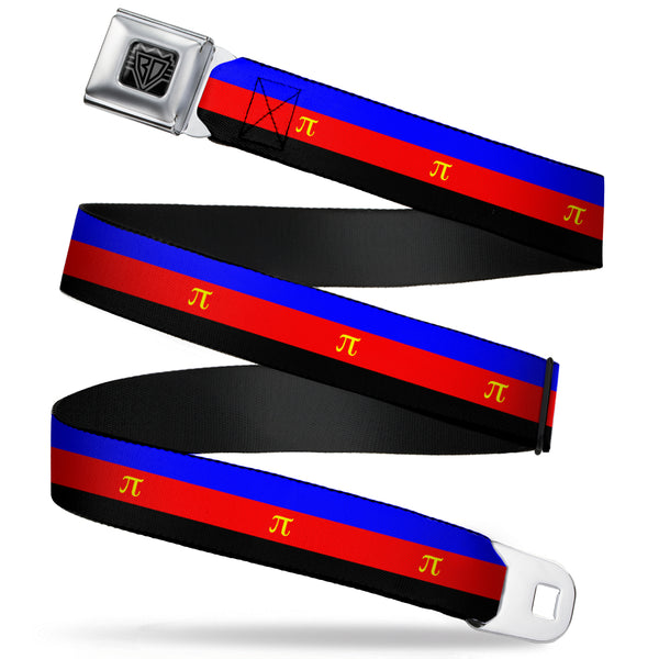 Buckle-Down BD Wings Logo CLOSE-UP Full Color Black Silver Seatbelt Belt - Flag Polyamorous Pi Symbol Blue/Red/Black/Yellow Webbing