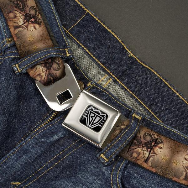 Buckle-Down BD Wings Logo CLOSE-UP Full Color Black Silver Seatbelt Belt - TJ-Bollt Fairy Webbing