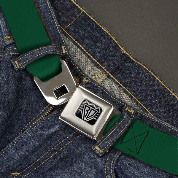 Buckle-Down BD Wings Logo CLOSE-UP Full Color Black Silver Seatbelt Belt - Hunter Webbing