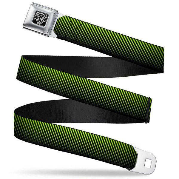 Buckle-Down BD Wings Logo CLOSE-UP Full Color Black Silver Seatbelt Belt - Vertical Stripes Transition Black/Yellow Webbing